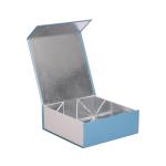Magnetic Lid Close Cosmetic Box Packaging Skincare Set Coated Paper Blue