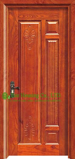 Luxury Raised Panels Timber Veneer Single Door, Good Quality Hotel Wooden Door