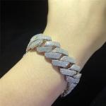 Iced Miami Moissanite Cuban Link Chain Bracelet 925 Silver Vvs For Jewelry