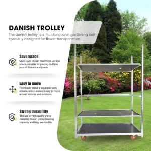 Wholesale Plywood Material Four Wheel Rolling Danish Trolley Shelves from china suppliers