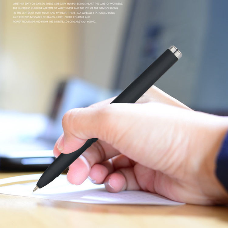 Custom Logo Imprint Black Rubber Coated Plastic Gel Ink Pens for Stationery Promotion