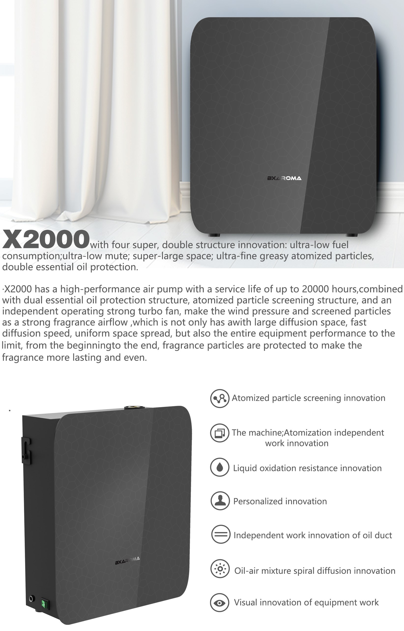 Wall mounted electric aromatherapy nebulizer humidifier scent diffuser system for hotel