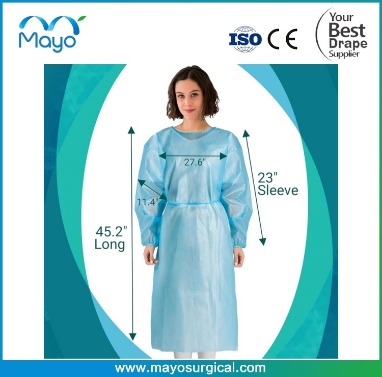 PPE Disposable Isolation Gowns Blue Level 2 SMS 40gsm Non Woven Material For Dental Medical Use
