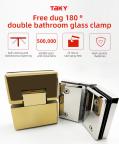 Modern Design 180 Degree Brass or Stainless Steel Glass Hardware Bathroom Door