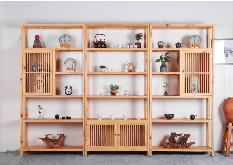 Pinewood Multi Storey Shop Display Showcase Home Storage Cabinet With Door