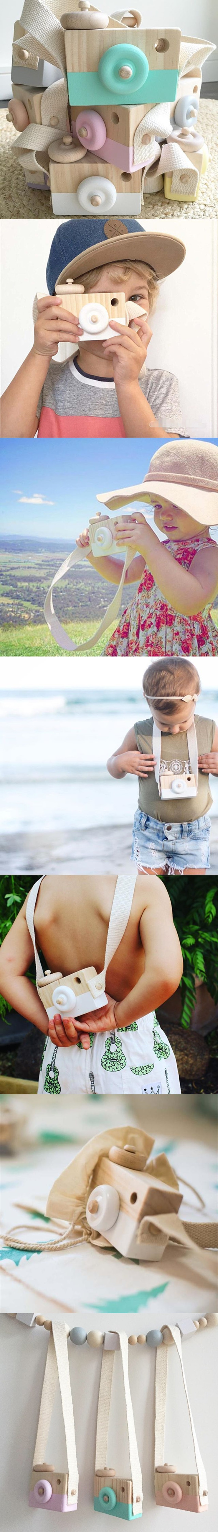 Let'S Make 1Pc Wooden Baby Toys Fashion Camera Wood Pendants Montessori Toys For Kids Wooden Diy Present Nursing Gift