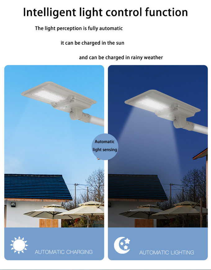 60W Ip65 Solar Street Light All In One Waterproof Motion Sensor Led Road Lighting