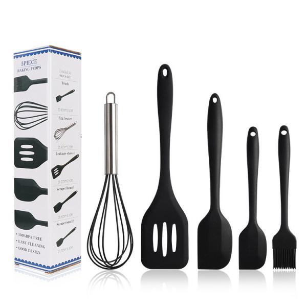 Silicone Kitchen Utensils Spatula Set Whisk Brush Easy Flipping Mixing Silicone
