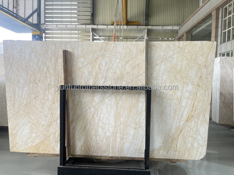 Polished Spider Golden Marble Slab Ideal for Modern Villa Wall Floor Graphic Design