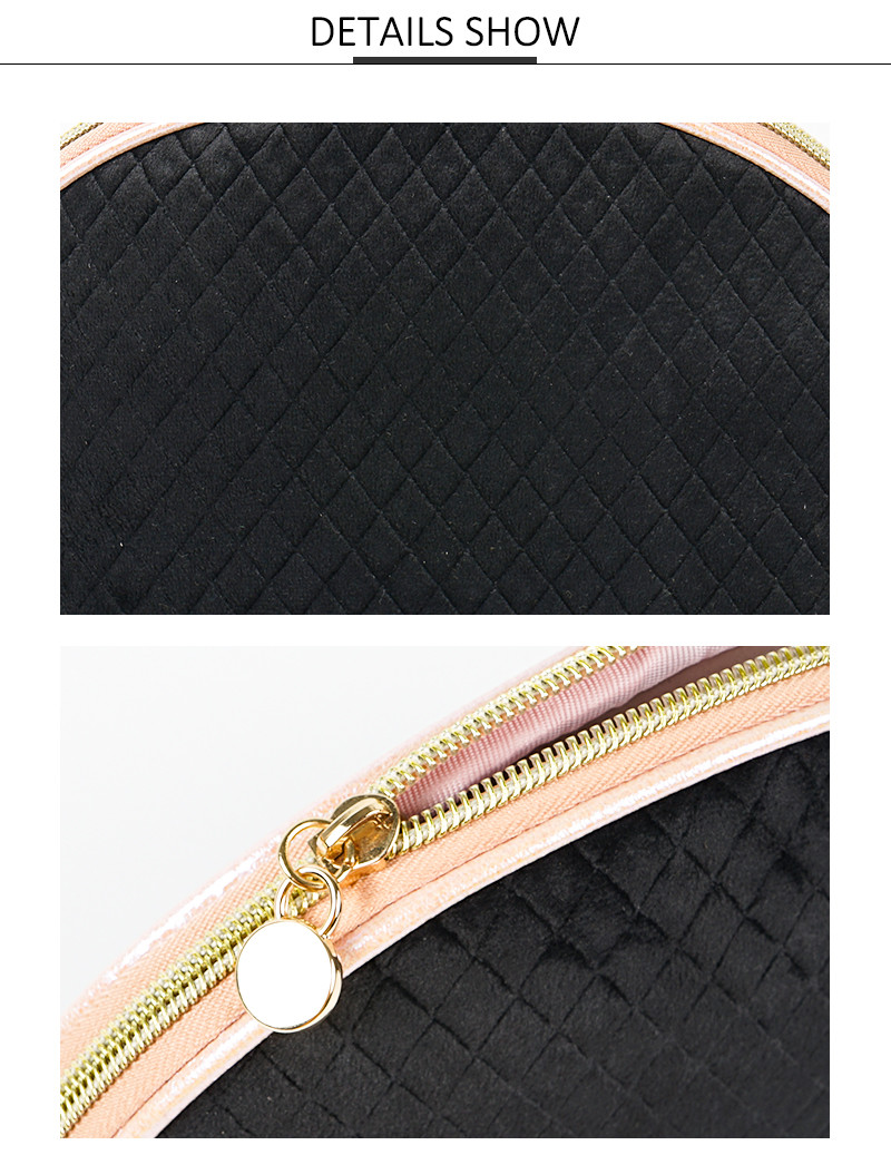 Half Moon Handy Black Velvet Organizer Makeup Bag
