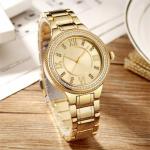 Aolly Case Women Quartz Wrist Watch Diamond Set Steel Belt 20cm Strap
