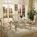 Silvery Legs Luxury Marble Dining Table 60inchx36inchx30inch Italian Modern