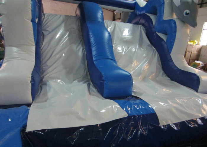 Lovely Dolphin Long Blow Up Slippery Slide , Children Little Tikes Inflatable Water Slide