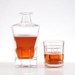 Industrial Beverage Glass Whiskey Decanter with Wooden Holder Elegant Addition