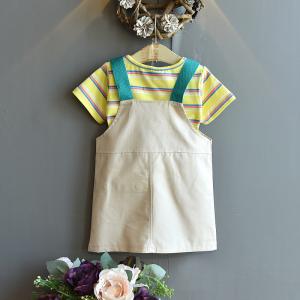 Wholesale 110cm Girls Cotton Summer Children'S Clothing 43in Short Sleeved Striped T Shirt from china suppliers