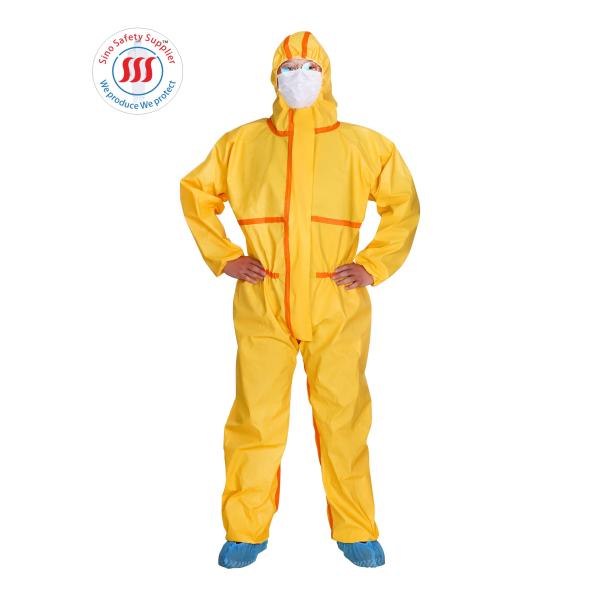 CE Type 3 Oily Gas Chemical Resistant Overalls Yellow Non Woven Disposable