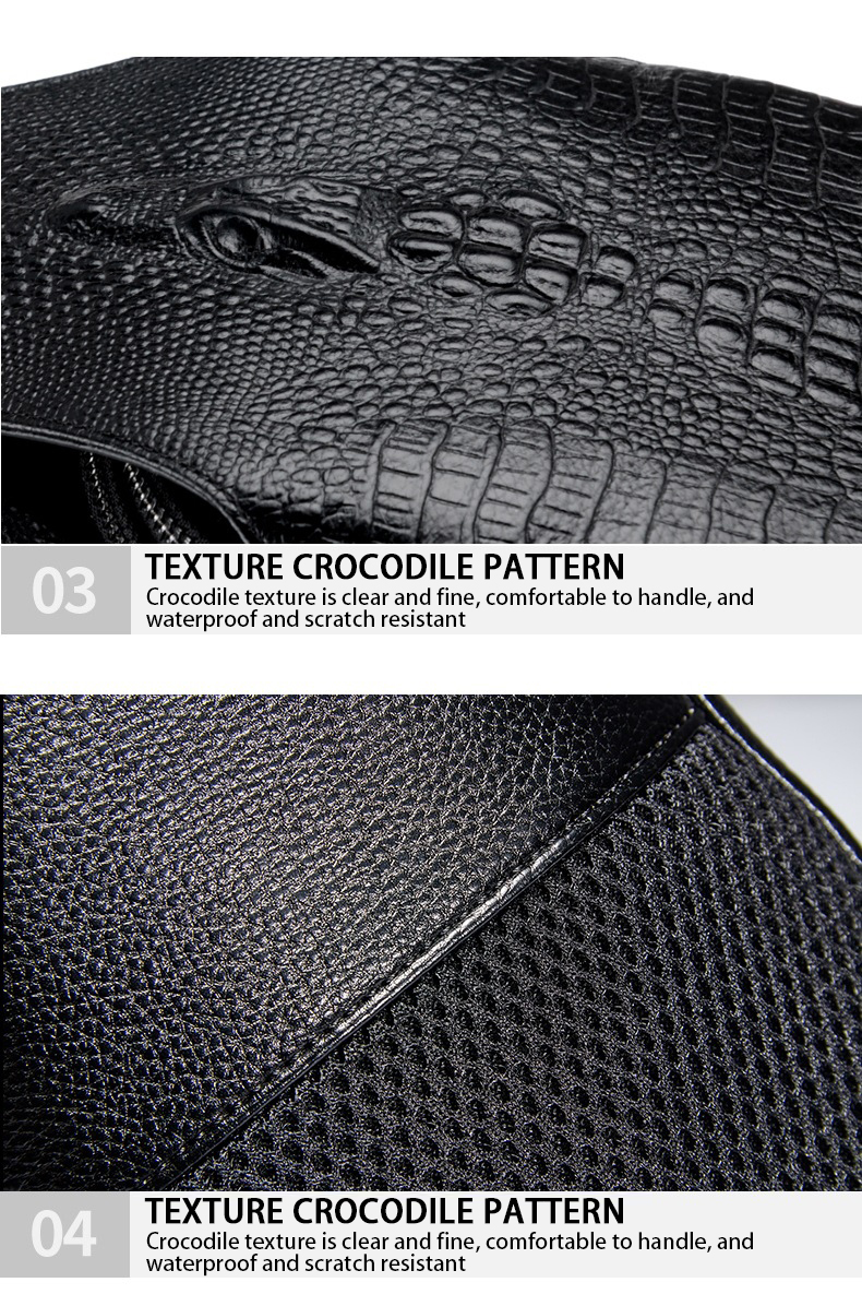 Men's Fashion Crossbody Chest Bag with Alligator Pattern and PU Leather Material