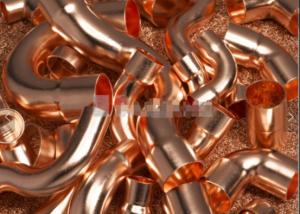 China 15mm 22mm 35mm Heat Exchanger Components , Yellow 4 Way Copper Fitting on sale