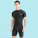 Sharkskin Males Wearing 2 Piece Swimsuits Boxer Mens Two Piece Swim Sunscreen