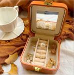 OEM Small Portable Jewelry Box With Lock PU Leather 10cm 5cm