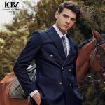Men's No-Iron Business Casual Slim Formal Dress Suit Woven Striped Custom Fabric