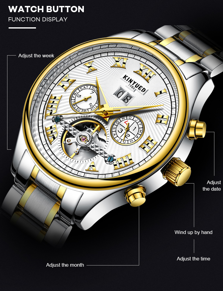 Automatic watch luxury brand KINYUED tourbillon automatic mechanical watch for men