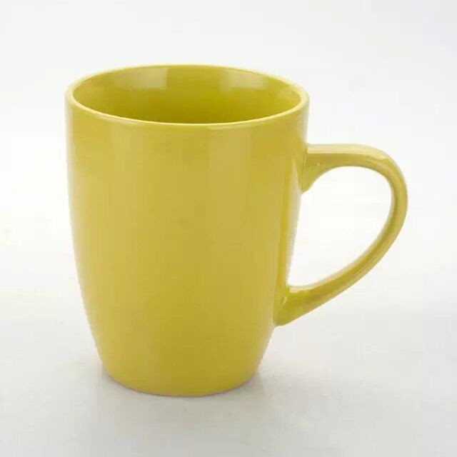Yellow Glazed Personalized Kids Mugs Printing Custom Logo Friendly
