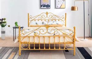 Wholesale Crown Gold Q235 steel Metal Frame Double Bed Heavy Load Capacity from china suppliers