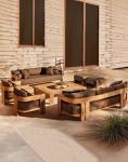 Nordic Morden Teak Wood Garden Sofa And Table Leisure Chair Set Outdoor