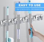 60cm Wall Mount Stainless Steel Mop and Broom Holder Organizer