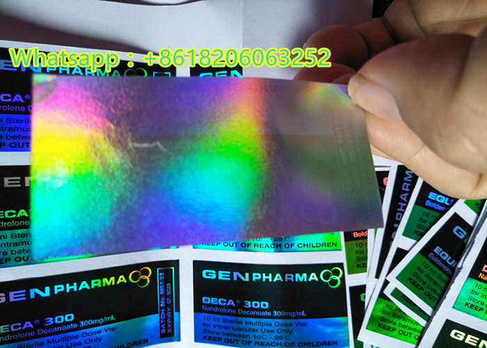Blue Color Custom Hologram Print Prescription Bottle Label For 10Ml Vial