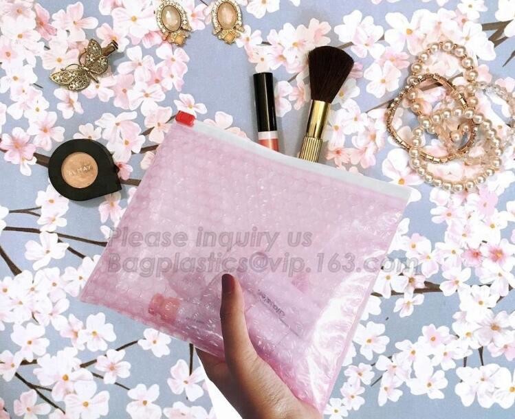 Holographic Zipper Slider Zip Lock Bubble Bag,Cosmetic Zipper Bag/Rose Gold Slider Bubble Bag with Logo,Slider Bubble Zi