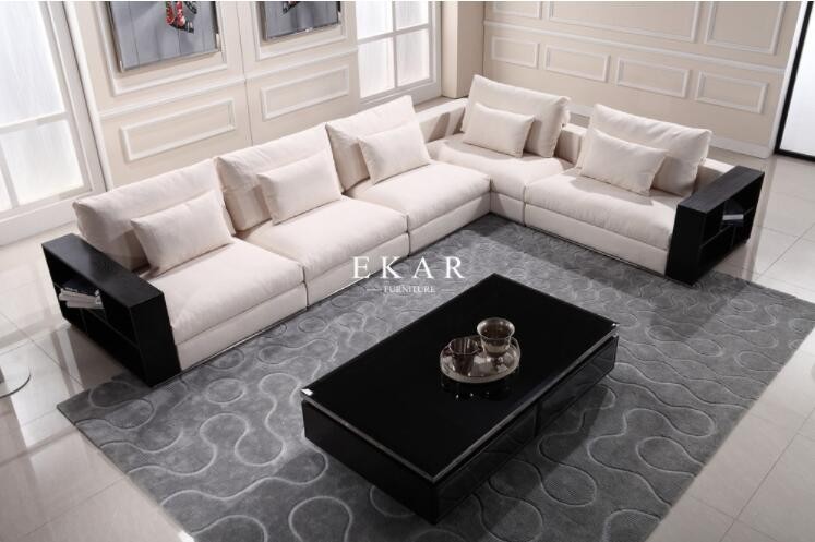 Contemporary Modern Design Fabric Corner L Shaped Sectional Sofa