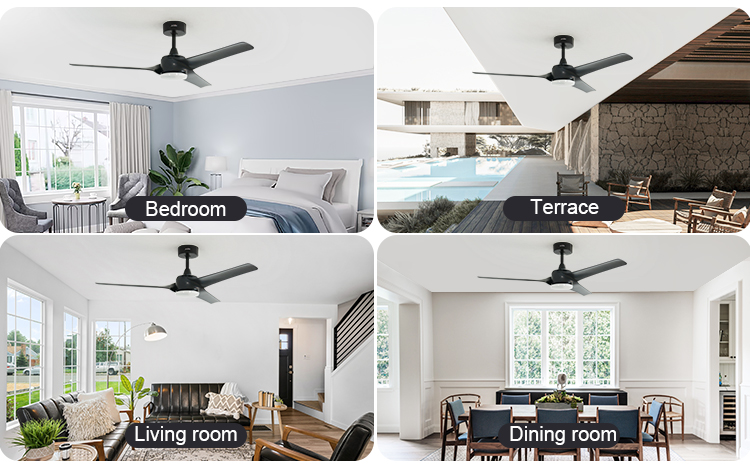 High Airflow LED Ceiling Fan 220V Simple Design with Remote Control and Light Source