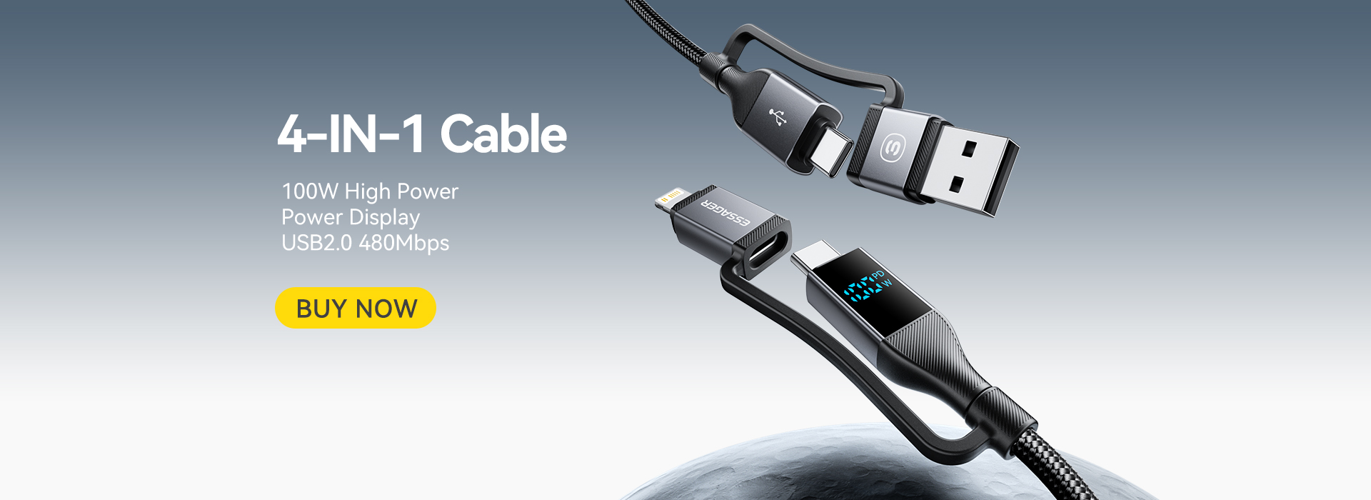 ESSAGER ES-X70 4 in 1 QC PD USB A/C to USB C/L Charging Data Cable