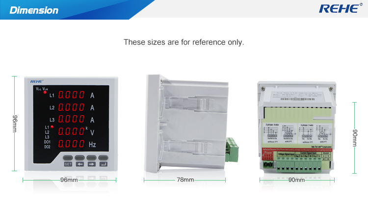 Three phase Economic A+V+Hz Combined Meter Nonsupport RS485,Alarm