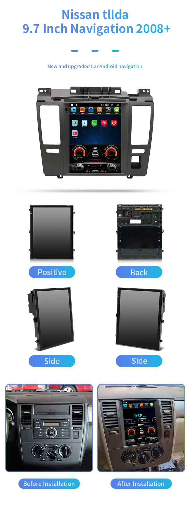 9.7" Android Car Navigation For Nissan Tllda 2008+ 4 Core Car Audio