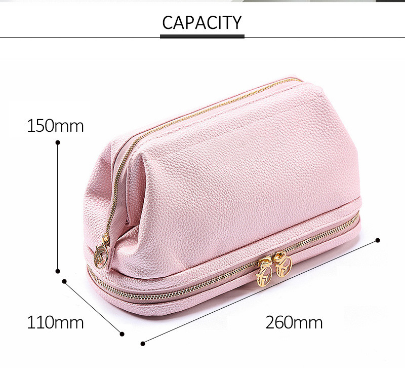 Blank Wholesale Two Zipper Luxury Cosmetic Bag High Quality Waterproof
