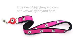 Wholesale Neoprene rubber football lanyard full color print, Neoprene sports pull reel ribbon from china suppliers