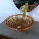 Vanity Artistic Round Basin Bowl Italian Design Amber Glass Vessel Sink