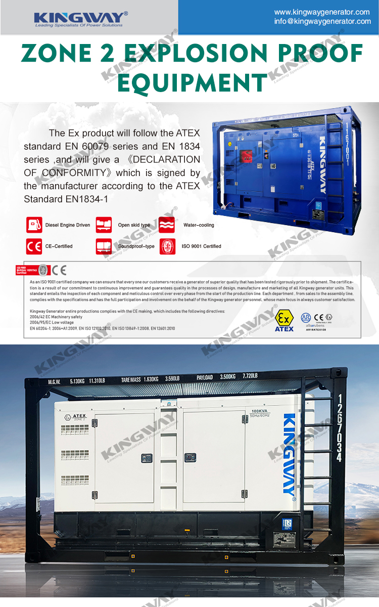 Supply 300kva 240kw 400v 50hz 3 phase 4 wire diesel engine ex-proof ATEX zone 2 hazardous areas diesel generator