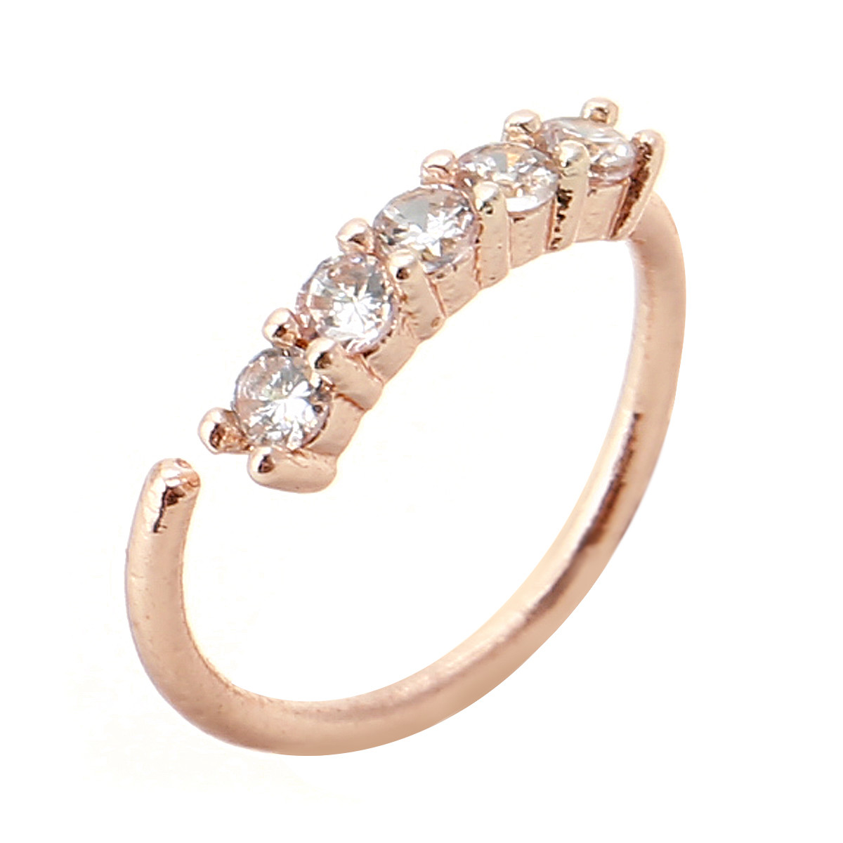 Shellhard Trendy 5 Crystals Nose Ring Vintage Rhinestone Stainless Steel Nose Hoop Ring For Women Femme Jewelry