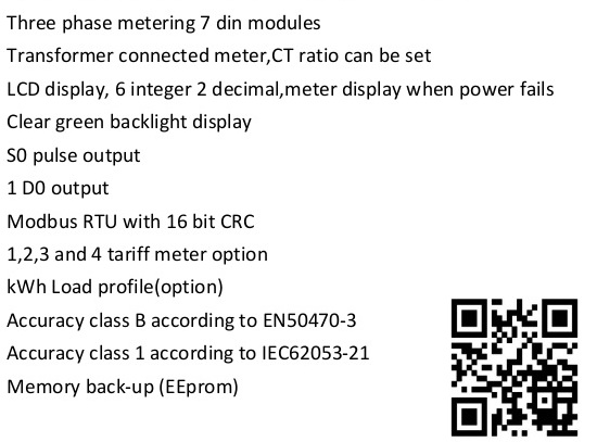 Modbus RTU Communication Three Phase Electronic Energy Meter for Solar Power Monitoring