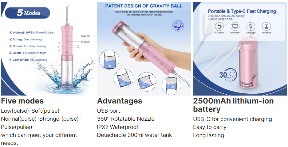 Factory Price Oral Irrigator Electric Dental Water Flosser Teeth Cleaning 2 in 1 Electric Toothbrush With Water Flosser