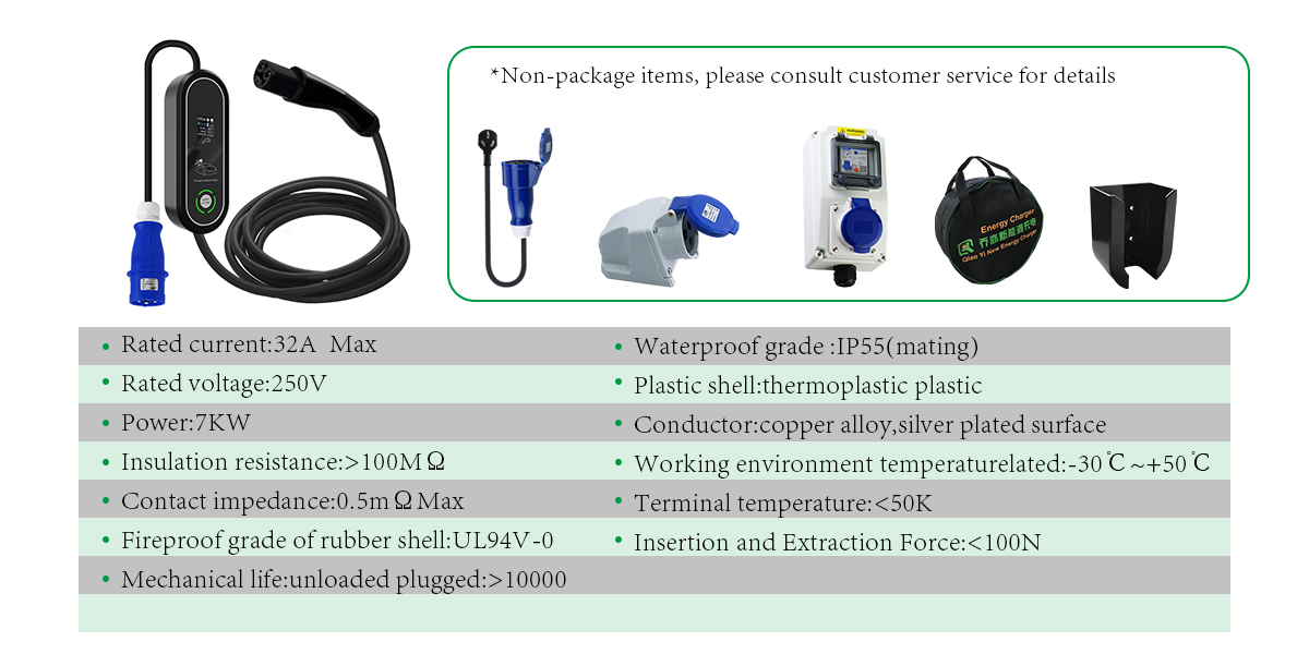 IP55 Protection Level NACS Connector 7KW Industrial Plug Fast AC Portable EV Charger for Tesla Home Charging Station Pile