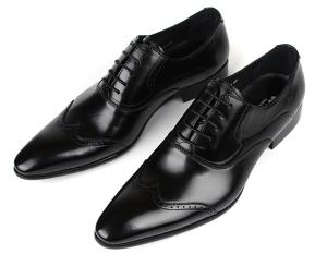 Wholesale Office Black Leather Dress Shoes Waterproof , Pointed Toe Mens Handmade Leather Shoes from china suppliers