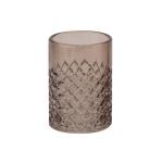 Round Shape Glass Bath Accessories Set Brown Color Golden Pump Head