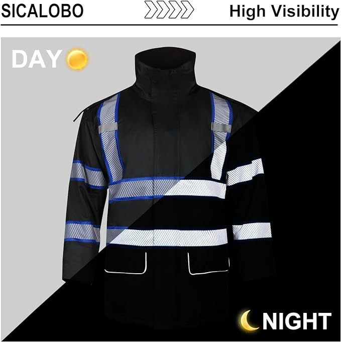 Reflective Winter Warm Work Jacket, High Visibility Construction Overalls