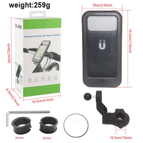 Universal 360 Degree Waterproof Bicycle Phone Holder Cell Phone Support Mount Stand Clip