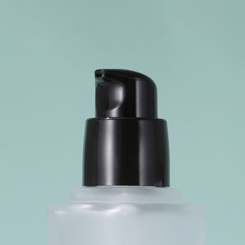 Empty Square Frosted Glass Cosmetic Containers 1.4oz Pump Bottle Personal Care